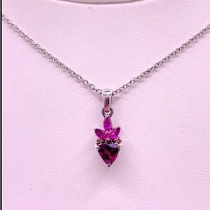 Purple Trillium Cut Garnet, 925 Sterling Silver, 20” Chain Included